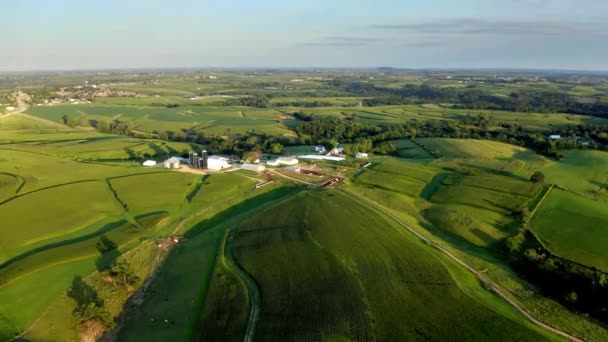 Drone Schot Boven Landelijke Boerderijvelden Het Midwesten Van Verenigde Staten — Stockvideo