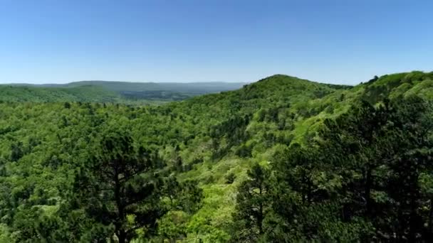 Drone Colpo Foresta Del Midwest Dolci Colline Lago Distanza — Video Stock