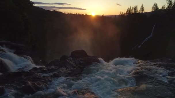 Edge Waterfall Sunset — Stock Video