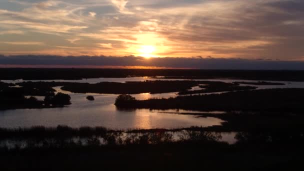 Florida Everglades Ηλιοβασίλεμα Εναέρια Κηφήνας Γενικά Βάλτο — Αρχείο Βίντεο