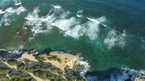 Voando Acima Praia Naufrágio Costa Kauai Por Drone Aéreo — Vídeo de Stock