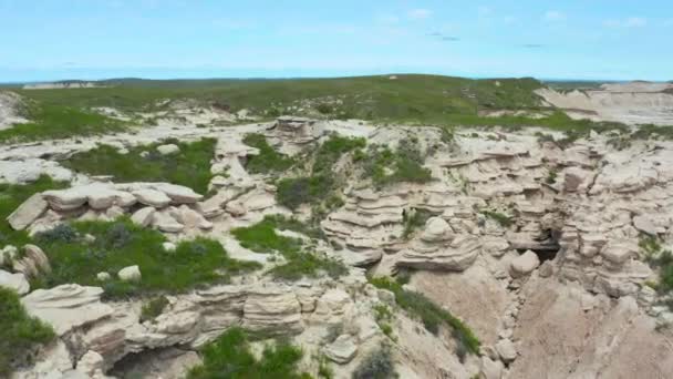 Voando Drone Aéreo Toadstool Parque Estadual Nebraska — Vídeo de Stock