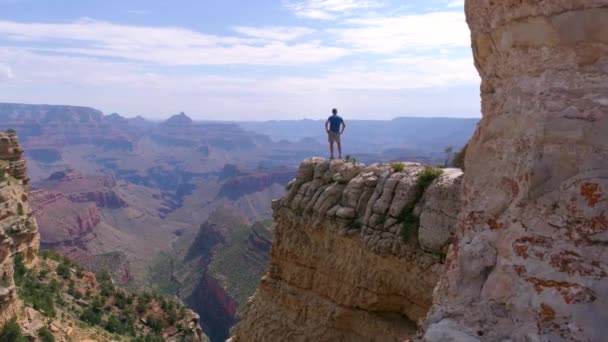 Excursionista Mirando Gran Cañón — Vídeo de stock