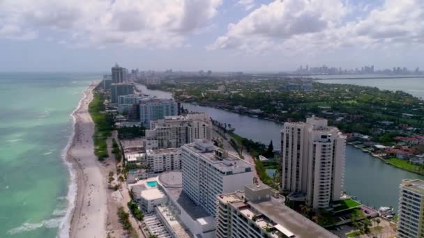 Praia Miami Por Drone Aéreo — Vídeo de Stock