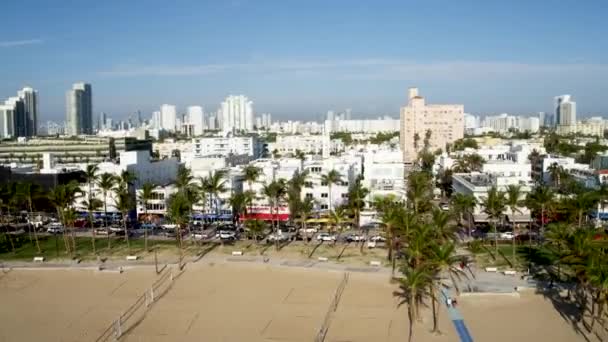 Miami Strand Med Antenn Drönare — Stockvideo