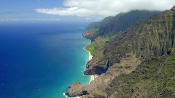 Pali Coast Kauai Island Haweei Airdrone Stock Data — 비디오