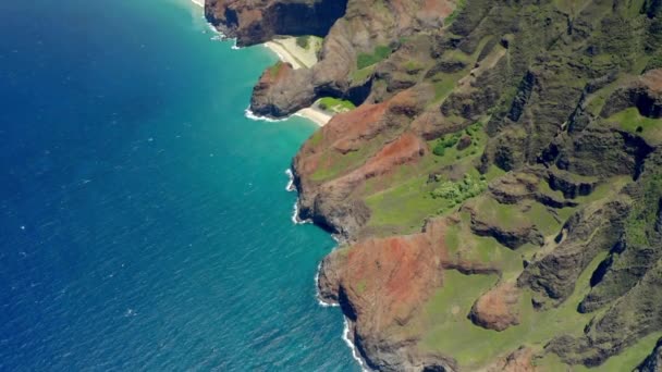 Pali Coast Kauai Island Hawaii Aerial Drone Stock Footage — Stock Video