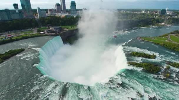 Niagara Watervallen Bekijken Luchtfoto Drone Mooi Vliegend Schot Toerisme — Stockvideo