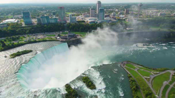 Niagara Watervallen Bekijken Luchtfoto Drone Mooi Vliegend Schot Toerisme — Stockvideo