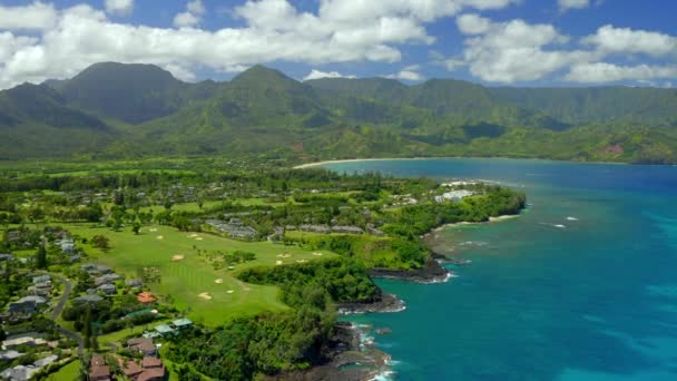 Princeville Kauai Island Aerial Drone Footage Hawaii — Stockvideo