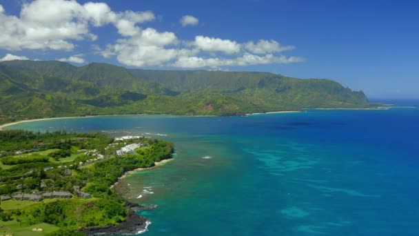 Princeville Kauai Island Aerial Drone Footage Hawaii — Stockvideo