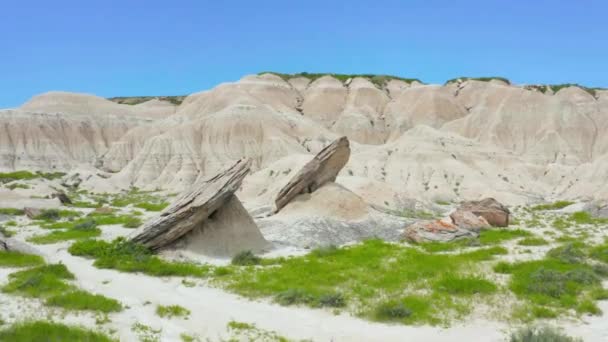 Rock Formations Toadstool State Park Aerial Drone — 图库视频影像