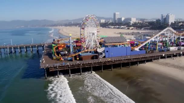 Píer Santa Monica Roda Gigante — Vídeo de Stock