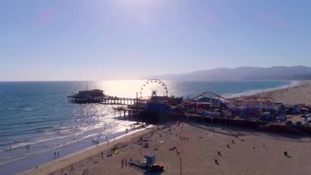 Anlegestelle Santa Monica Und Der Pazifikpark — Stockvideo