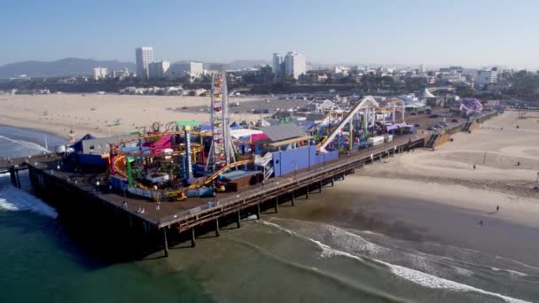 Santa Monica Pier Reuzenrad — Stockvideo
