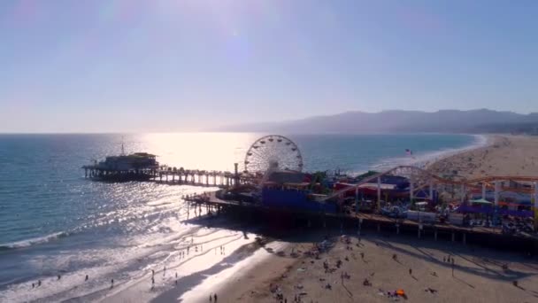 Santa Monica Pier Het Pacific Park — Stockvideo