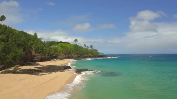Praia Secreta Ilha Kauai Hawaii Por Drone Aéreo — Vídeo de Stock