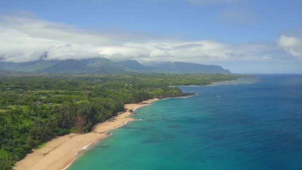 Secret Beach Kauai Island Hawaii Aerial Drone — Stockvideo