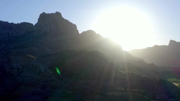 Zon Achter Zion Canyon Lens Flare Zonsondergang Zion Nationaal Park — Stockvideo