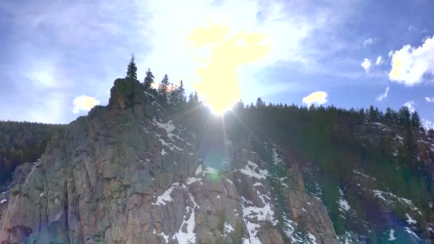 Sun Peaking Mountains Rocky Mountains Colorado Aerial Drone — Stockvideo