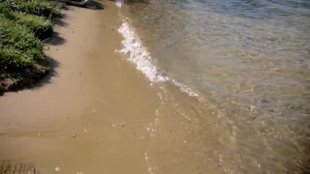 Olas Chocando Contra Lago Antorcha Playa Rocosa — Vídeos de Stock