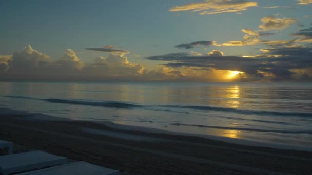 Praias Areia Branca Tulum Pôr Sol — Vídeo de Stock