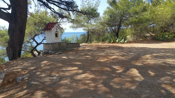 Dům Boží Malý Dům Pro Boha Cestě Létě Řecku — Stock fotografie