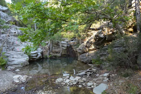 Malý Vodopád Kamenech Jezero Kamenech Letní Dovolená — Stock fotografie