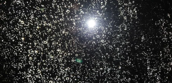 Raindrops Glass Night Room — Stock Photo, Image