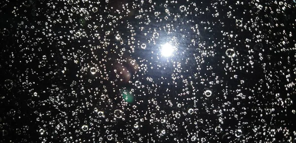 raindrops on glass at night from the room