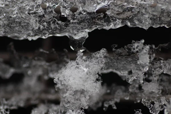 Kış Buz Kar Metal Izgara Otomobili Makro — Stok fotoğraf