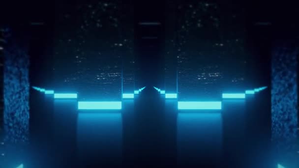 Kék futurisztikus scifi oszlopok 3d render animáció — Stock videók