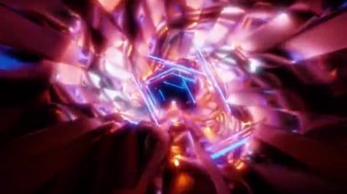 renkli fütüristik neon tüneli 3d canlandırma canlandırması