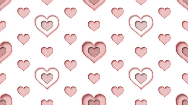Seamless heart shapes pattern illustration 3d render — Stock Photo, Image