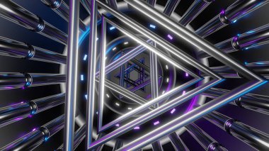 3D borulu üçgen fütüristik tünel çizimi