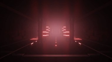 Neon lambalı sonsuz tünel 3 boyutlu resimleme arkaplanı