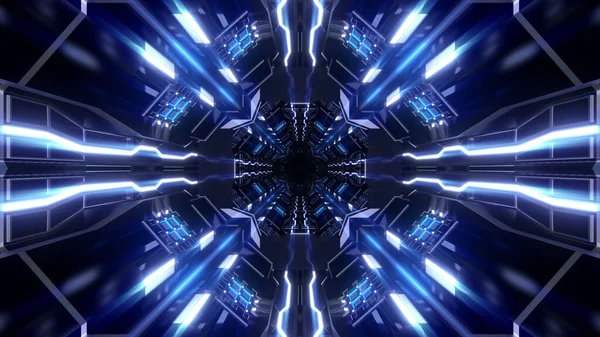 Футуристичний науковий фіолетовий космічний тунель 3d візуалізація ілюстрації фон — стокове фото