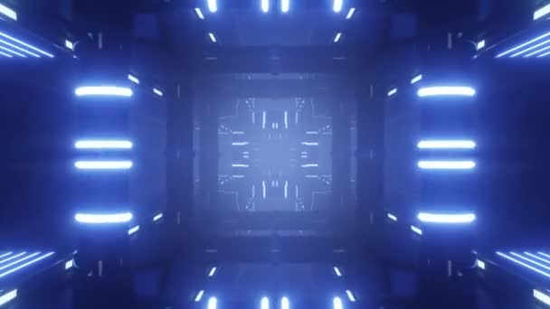 Futuristic scifi tunnel 3d render animation — стоковое видео