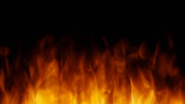 Marco de llamas de fuego sobre fondo negro 3d representación ilustración —  Fotos de Stock