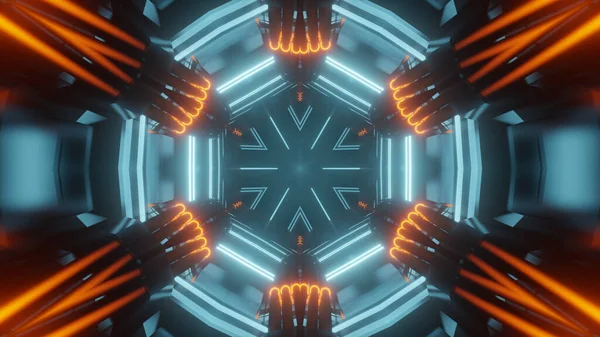 Abstrak futuristik efek kaleidoskop 3d render latar belakang ilustrasi — Stok Foto
