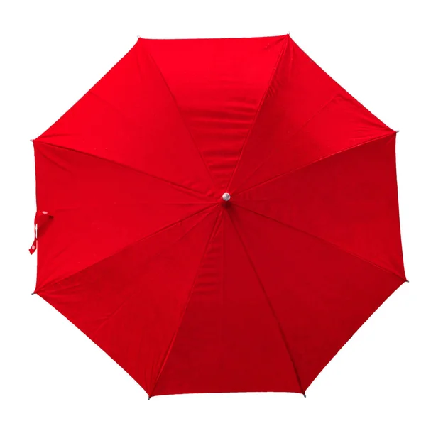 Rött Paraply Isolerat Paraply Vit Bakgrund Ovanifrån Bild Paraply Med — Stockfoto