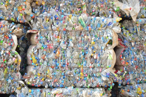 PHISANULOK, THAILAND, JULY 27, 2017: waste station. Large pile of clear plastic bottle destined for recycling.
