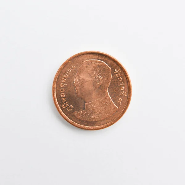 Шрифт Бат Тайских Монетных Денег Тайские Монетные Деньги Белом Фоне — стоковое фото