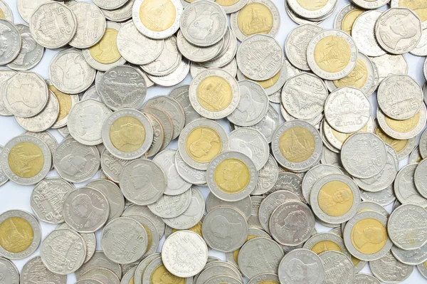 Гроші Тайської Монети Білому Тлі — стокове фото