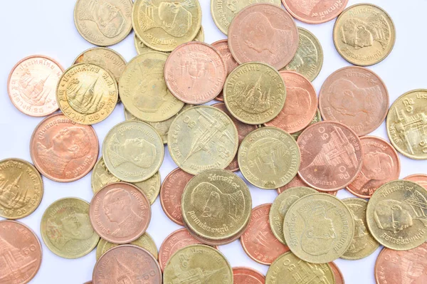 Гроші Тайської Монети Білому Тлі — стокове фото