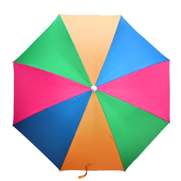 Färgglatt Paraply Isolerat Paraply Vit Bakgrund Ovanifrån — Stockfoto