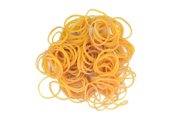 Gele Plastic Band Rubber Band Witte Achtergrond — Stockfoto
