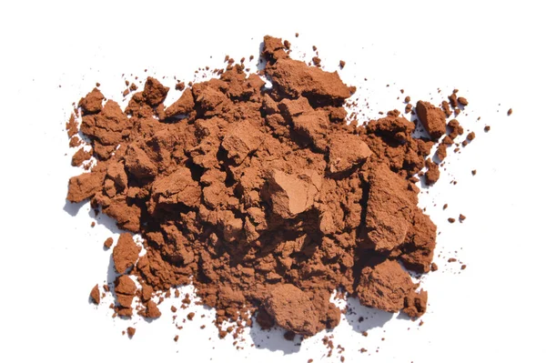 Kakaopulver Isolerad Vit Bakgrund Ovanifrån — Stockfoto