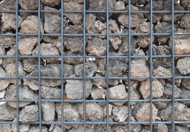 Dış duvar dekorasyonu, arkaplan ve doku için Çelik tel örgülü ağ kutusu kullanımı.