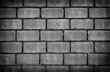 Grunge Çimento Duvarı Tuğla Yüzey, Ev binasının karanlık arka planı.